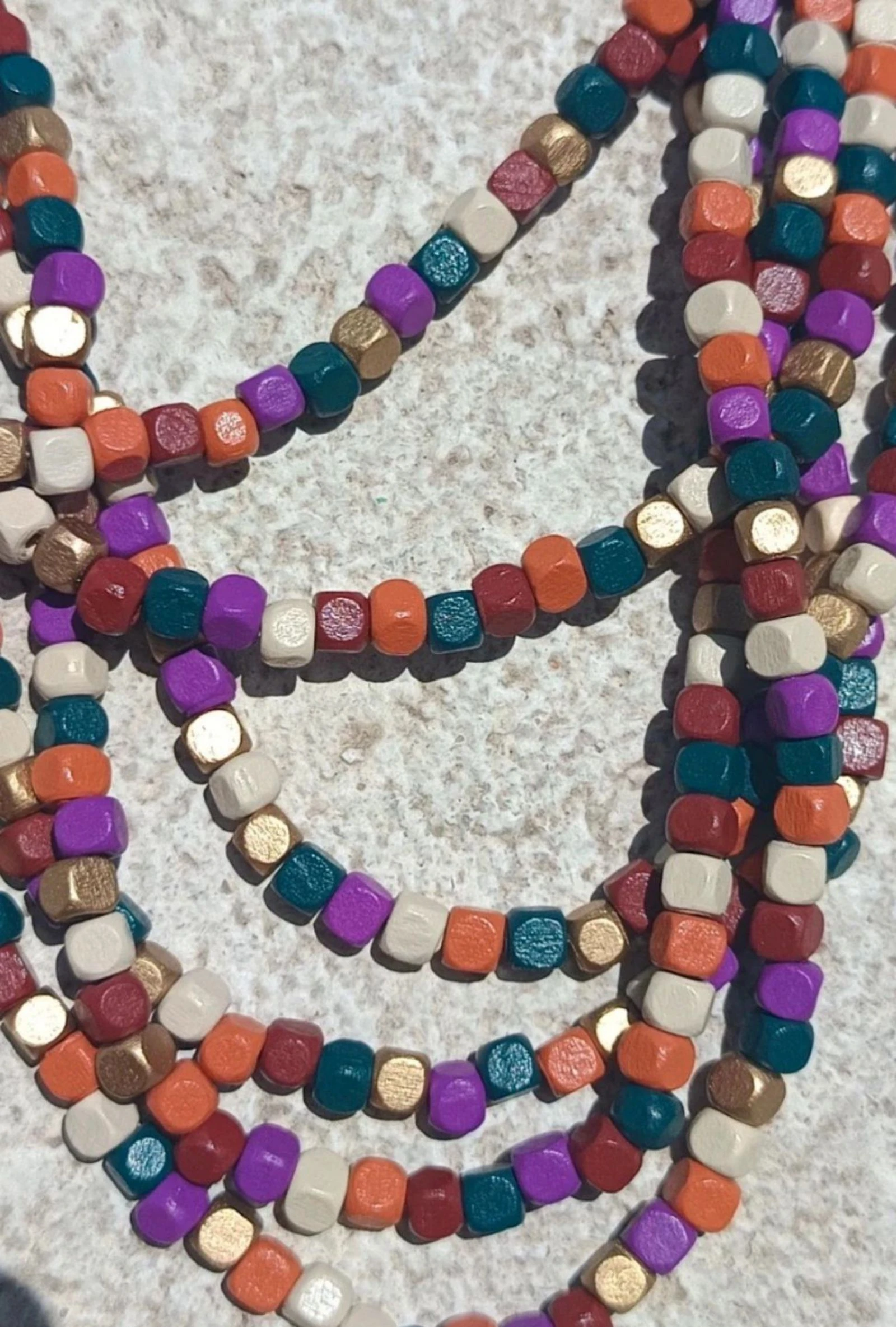 Wooden Necklace. Multiple Wraps. Multicolor – photo 4
